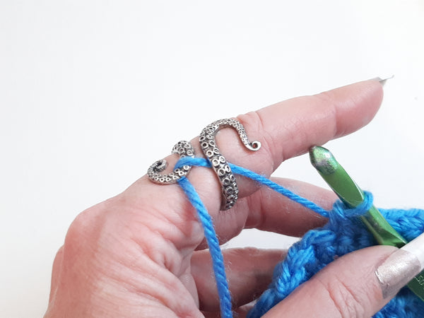 Yarn Tension Ring Octopus Adjustable Ring Size 6-10 Beginner Crocheting Gift