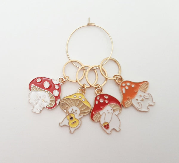 Stitch Markers Mushroom Characters for Crochet and Knitting Set of 4 Detachable Place Marker Yarn Gifts Accessories