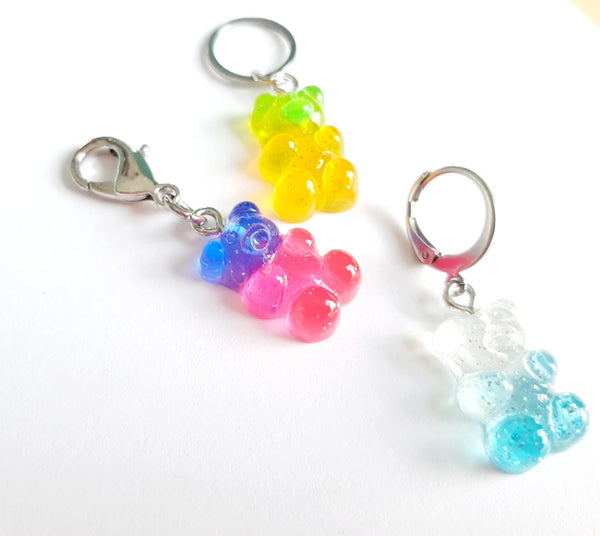 Gummy Bear Glitter Stitch Markers for Crochet and Knitting Set of 10 Detachable Place Marker Yarn Gifts Accessories