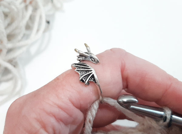 Yarn Tension Ring Dragon Adjustable Ring Size 6-10 Beginner Crocheting Gift