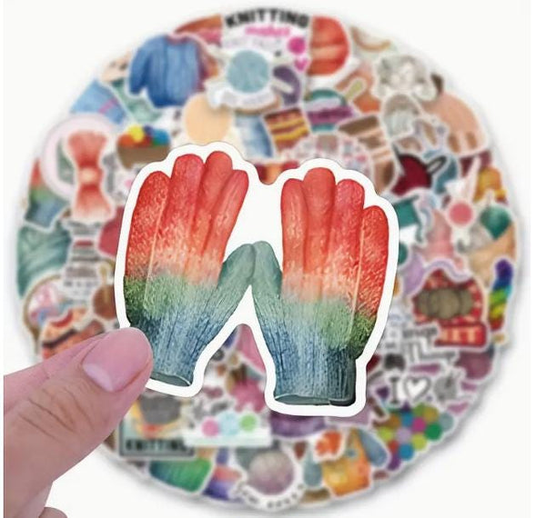 Knitting Stickers 50-100pc Vinyl Knitting Decals for Water Bottles Bikes Laptops Yarn Funny Knitting Sticker Knit Lover Stickers for Crafts