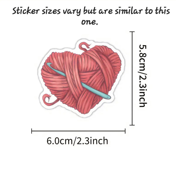 Crochet Stickers 100pc Vinyl Crochet Decals for Water Bottles Bikes Laptops Yarn Funny Crochet Quotes Crochet Lover Stickers for Yarn Crafts
