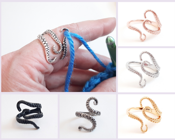 Yarn Tension Ring Octopus Adjustable Ring Size 6-10 Beginner Crocheting Gift