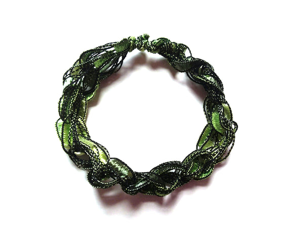 CHOOSE YOUR CHARM-Crocheted Trellis Ladder Yarn Bracelet Color Lucky