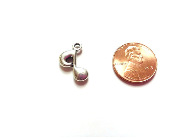 Antique Silver Music Note Pendant Charms (Jump Rings Included)