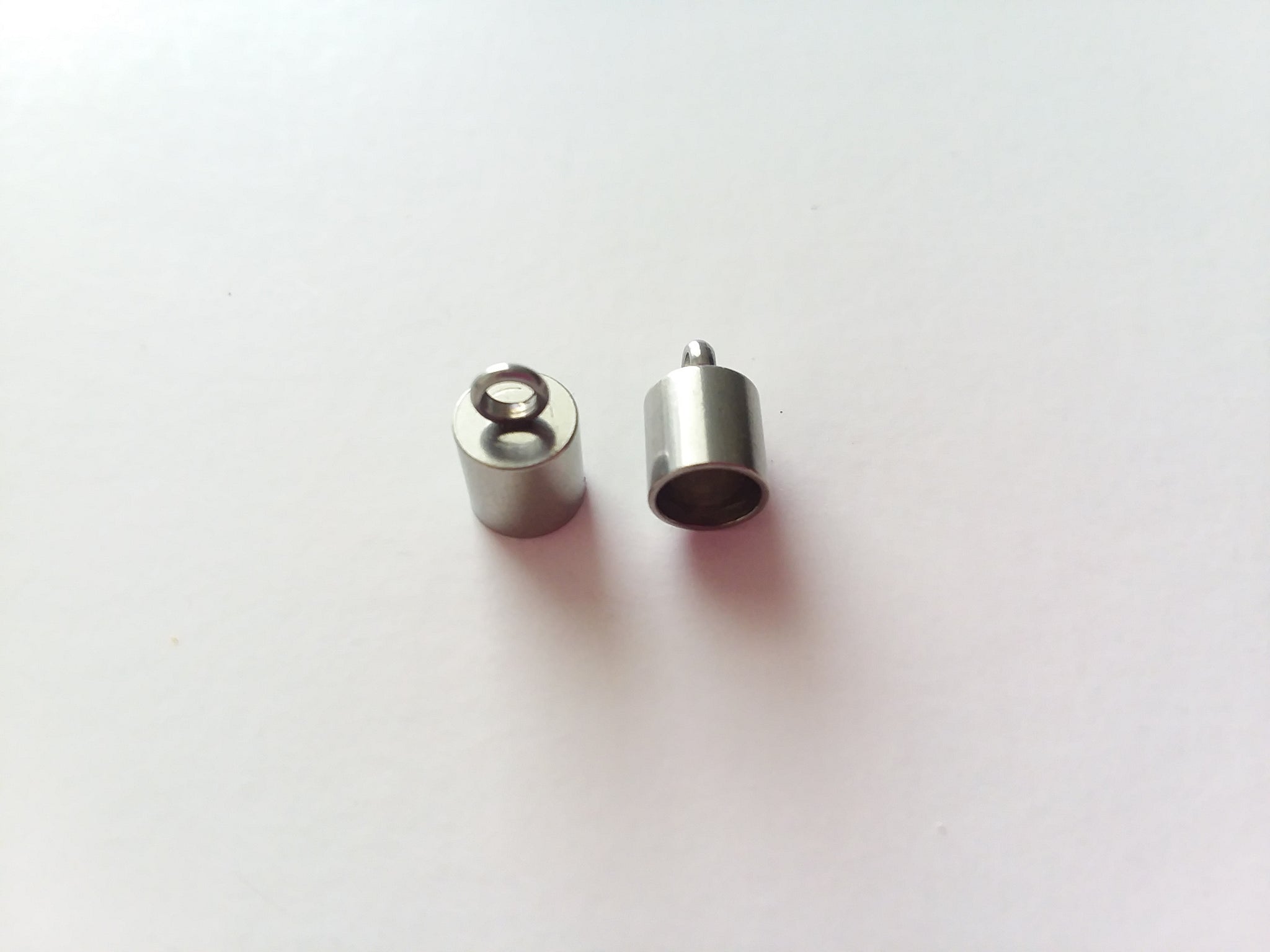 Set of 24 or 100 Silver Stainless Steel Barrel Cord Ends 6mm