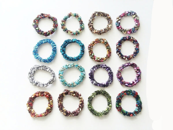 Crocheted Trellis Yarn Stretchy Hair Tie - 16 Color Choices