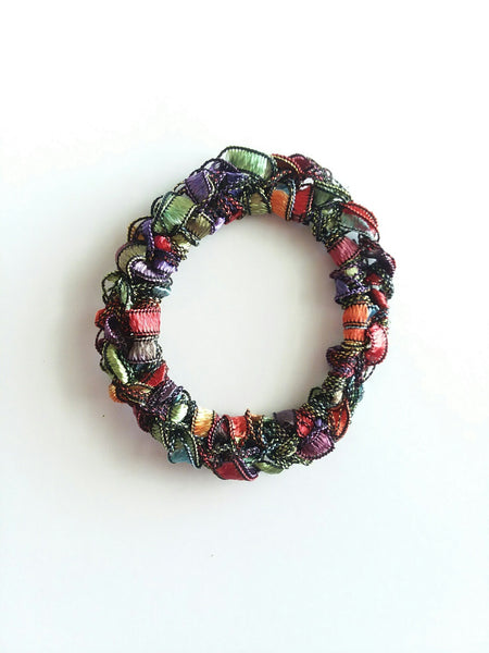 Crocheted Trellis Yarn Stretchy Hair Tie - 16 Color Choices