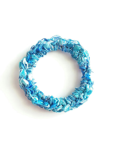 Crocheted Trellis Yarn Stretchy Hair Tie - 16 Color Choices