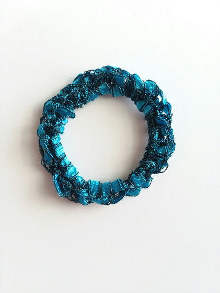 Crocheted Trellis Yarn Stretchy Hair Tie - 16 Color Choices