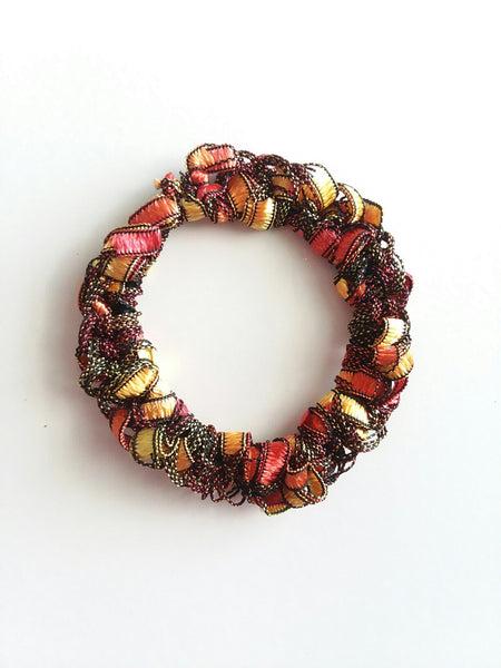Crocheted Trellis Yarn Stretchy Hair Tie - 16 Color Choices