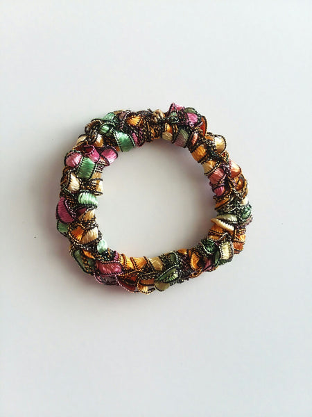Crocheted Trellis Yarn Stretchy Hair Tie - 16 Color Choices