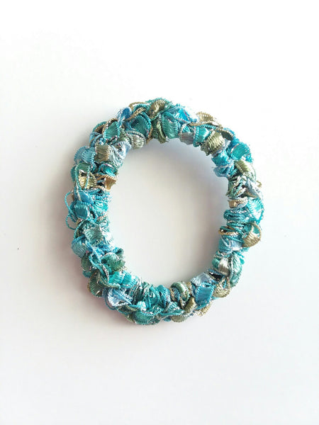 Crocheted Trellis Yarn Stretchy Hair Tie - 16 Color Choices