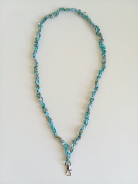 Crocheted Trellis Ladder Yarn Badge Holder Lanyard - 17 Color Choices
