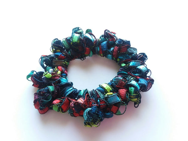 Crocheted Trellis Yarn Stretchy Hair Scrunchie - 16 Color Choices