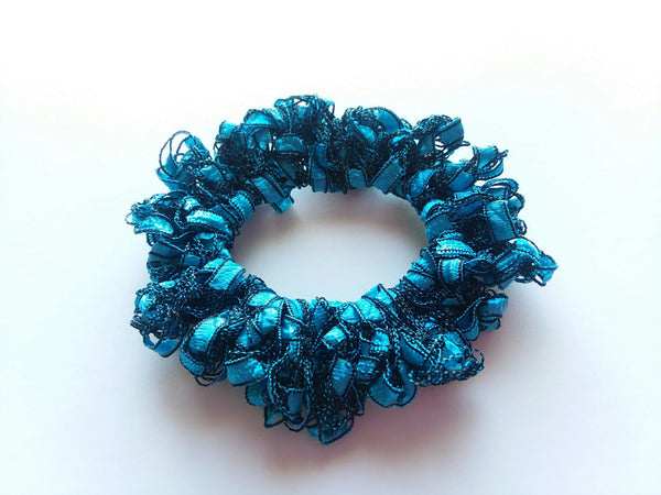 Crocheted Trellis Yarn Stretchy Hair Scrunchie - 16 Color Choices