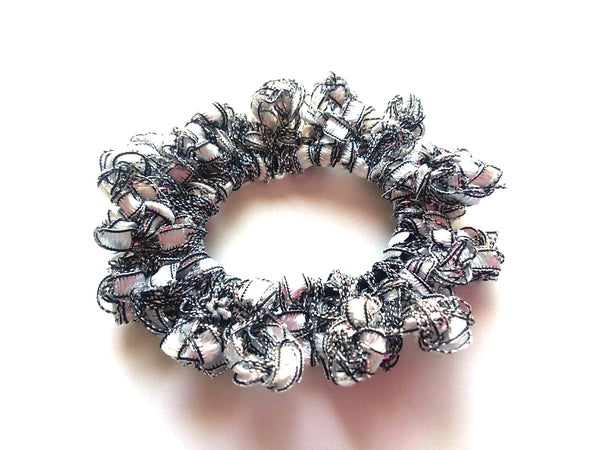 Crocheted Trellis Yarn Stretchy Hair Scrunchie - 16 Color Choices