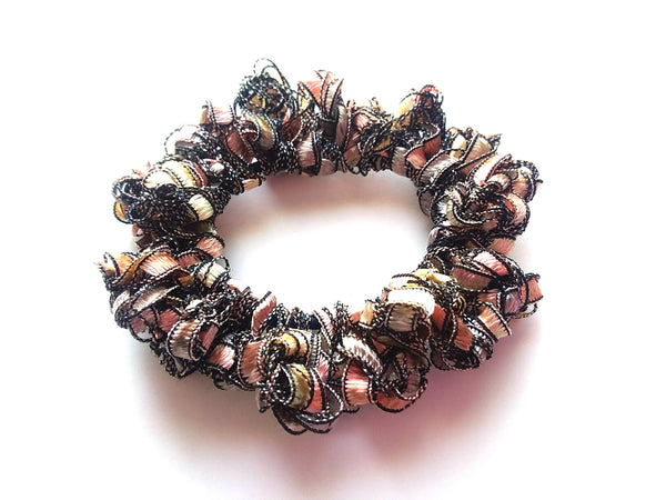 Crocheted Trellis Yarn Stretchy Hair Scrunchie - 16 Color Choices