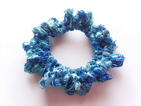 Crocheted Trellis Yarn Stretchy Hair Scrunchie - 16 Color Choices