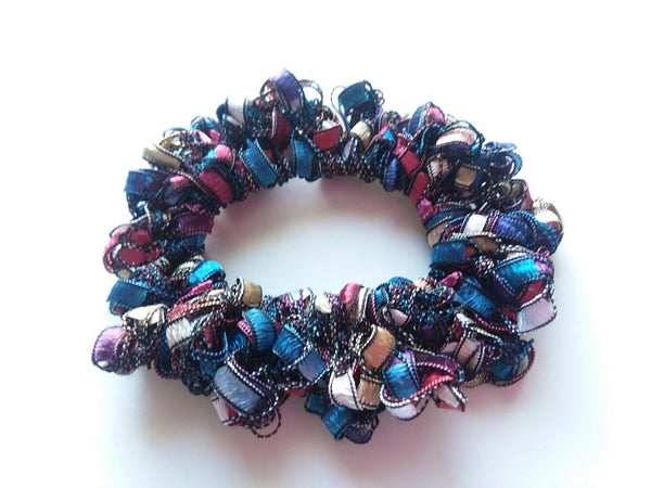 Crocheted Trellis Yarn Stretchy Hair Scrunchie - 16 Color Choices