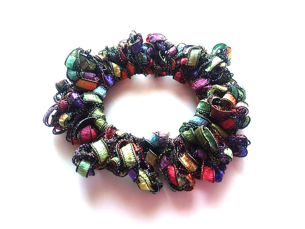 Crocheted Trellis Yarn Stretchy Hair Scrunchie - 16 Color Choices