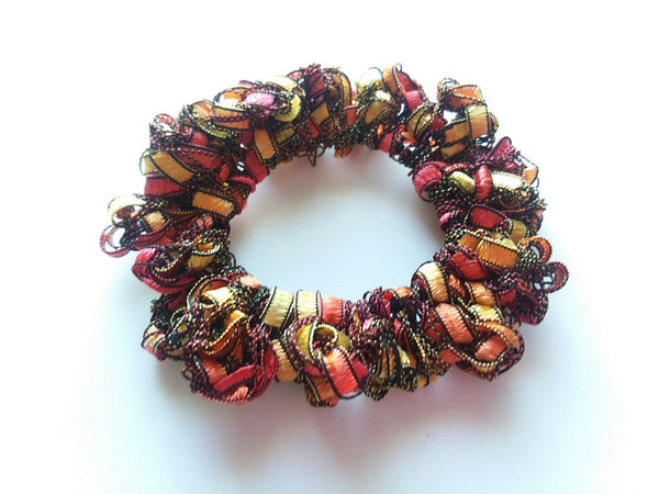 Crocheted Trellis Yarn Stretchy Hair Scrunchie - 16 Color Choices