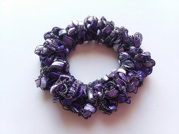 Crocheted Trellis Yarn Stretchy Hair Scrunchie - 16 Color Choices