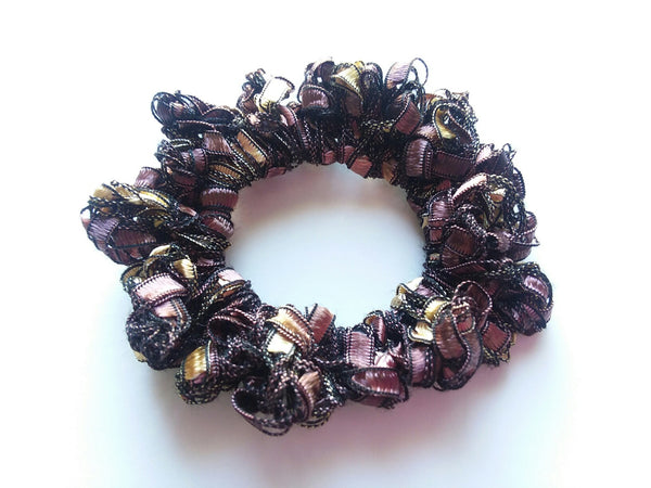 Crocheted Trellis Yarn Stretchy Hair Scrunchie - 16 Color Choices