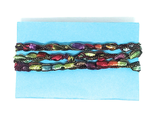 Inspirational Message Crocheted Ladder Yarn Wrap Around Bracelet - LET YOUR LIGHT SHINE