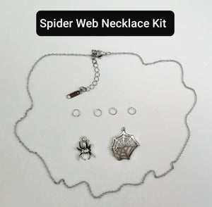SUPPLIES KIT to Make The Stainless Steel Spooky Spider Web Y Shape Necklace