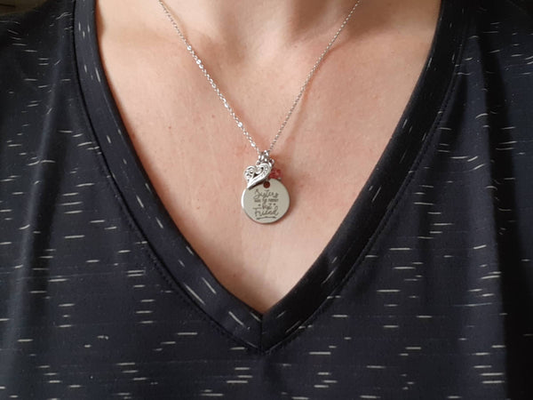 Sister Pendant Necklace "Sisters Make the Perfect Best Friend" Your Choice of Charm and Birthstone Color