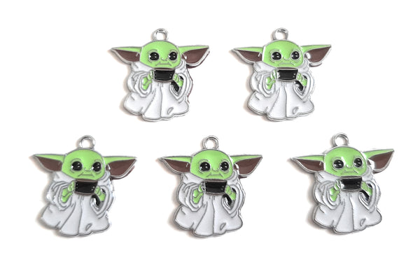 Bulk 1, 5, 10 PC Charms Baby Yoda, The Child, Grogu from Mandalorian Enamel Pendant Charms for Jewelry Making