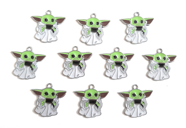 Bulk 1, 5, 10 PC Charms Baby Yoda, The Child, Grogu from Mandalorian Enamel Pendant Charms for Jewelry Making