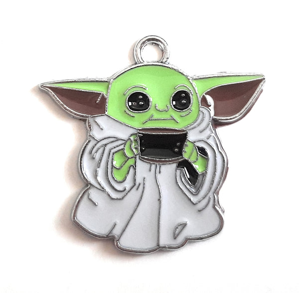Bulk 1, 5, 10 PC Charms Baby Yoda, The Child, Grogu from Mandalorian Enamel Pendant Charms for Jewelry Making