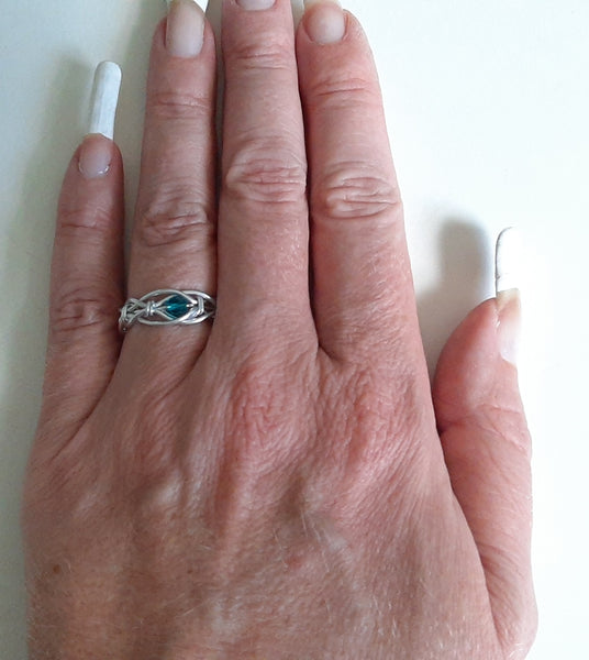 Adjustable Wire Wrapped Birthstone Ring - May Emerald