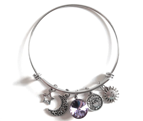 Zodiac Charm Expandable Bracelet - June Cancer (Jun. 21-Jun. 30)