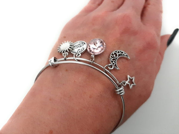 Zodiac Charm Expandable Bracelet - June Cancer (Jun. 21-Jun. 30)
