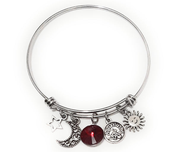 Zodiac Charm Expandable Bracelet - January Aquarius (Jan. 20-Jan. 31)