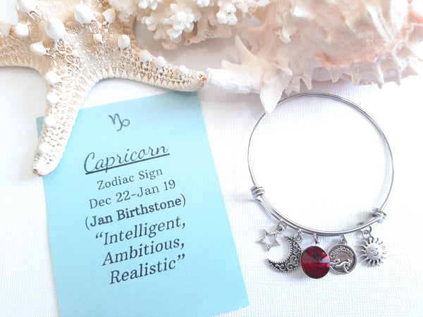 Zodiac Charm Expandable Bracelet - January Capricorn (Jan. 1-Jan. 19)