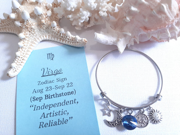 Zodiac Charm Expandable Bracelet - September Virgo (Sep. 1-Sep. 22)