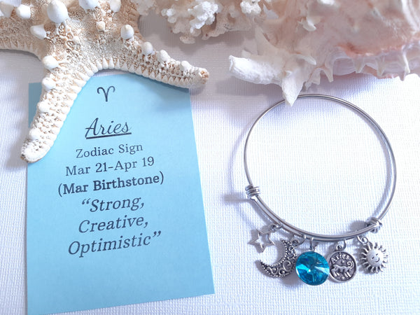 Zodiac Charm Expandable Bracelet - March Aries (Mar. 21-Mar. 31)