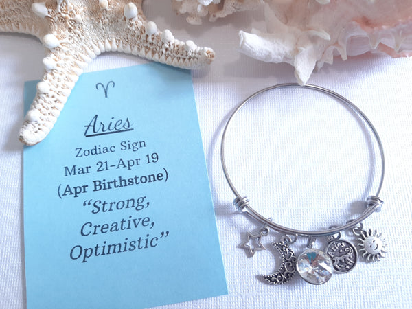 Zodiac Charm Expandable Bracelet - April Aries (April 1-April 19)