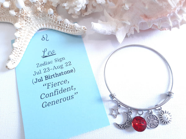 Zodiac Charm Expandable Bracelet - July Leo (Jul. 23-Jul. 31)