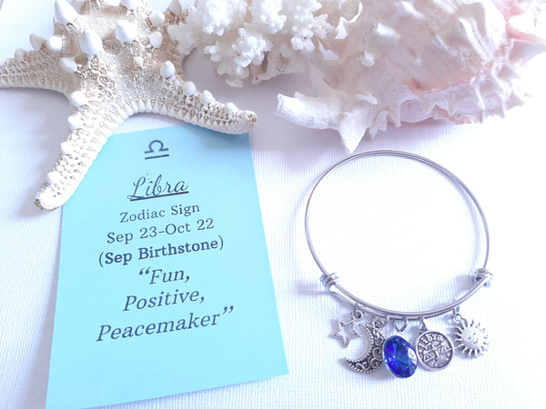 Zodiac Charm Expandable Bracelet - September Libra (Sep. 23-Sep. 30)
