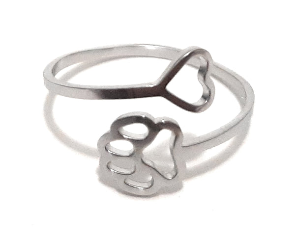 Stainless Steel Yarn Ring Paw Print/Heart | Animal Lover | Adjustable Size Crochet Ring | Beginner Knitting Gift | Tension Regulator Tool