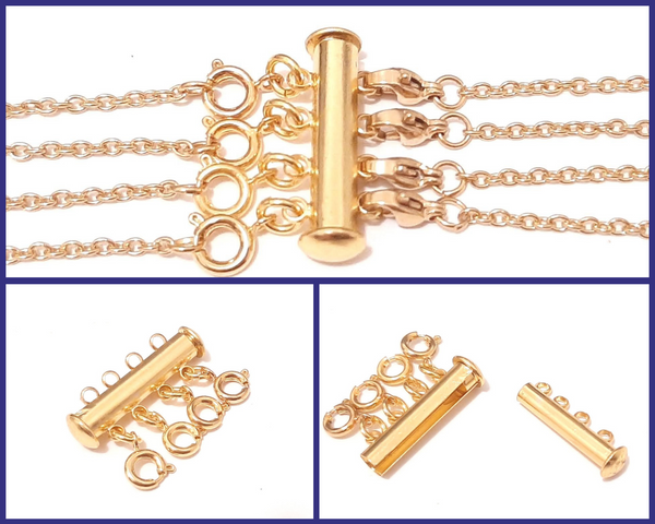 Layered Necklace Clasp - Gold Stainless Steel for 4
