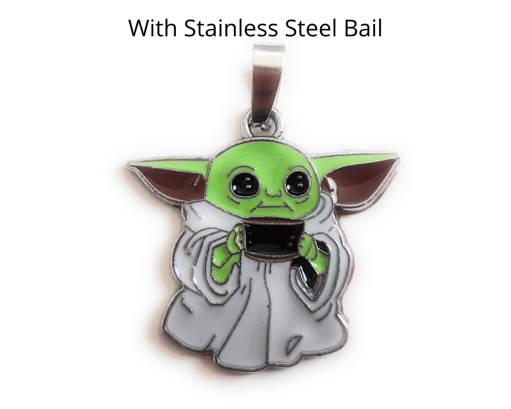 Bulk 1, 5, 10 PC Charms Baby Yoda, The Child, Grogu from Mandalorian Enamel Pendant Charms for Jewelry Making