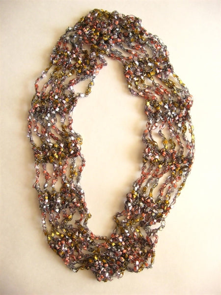 Crocheted Trellis Ladder Yarn V-Cluster Infinity Scarf Pattern - Instant Digital Download