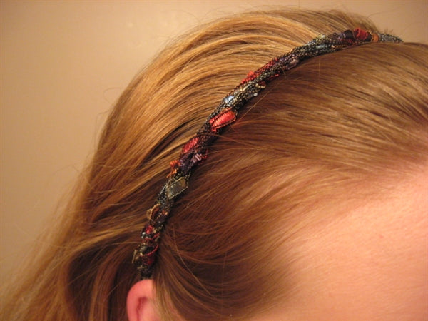 Crocheted Trellis Yarn Stretchy Headband Pattern - Instant Digital Download
