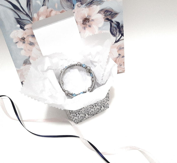 Stainless Steel Swarovski Birthstone Memory Wire Bracelet - November Topaz